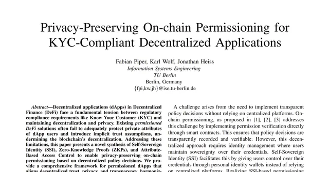 Privacy-Preserving On-chain Permissioning for KYC-Compliant Decentralized Applications